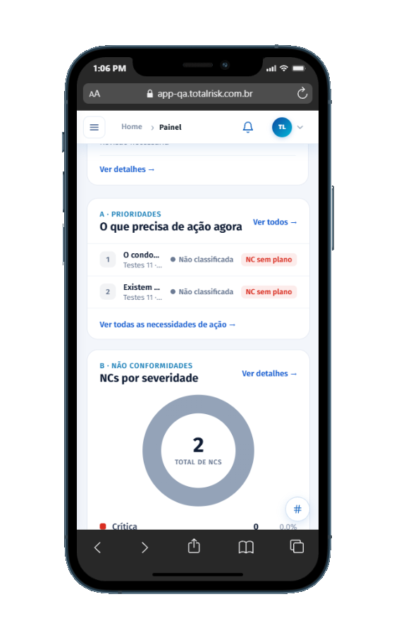 Panel GOE de t-Risk Easy en un móvil